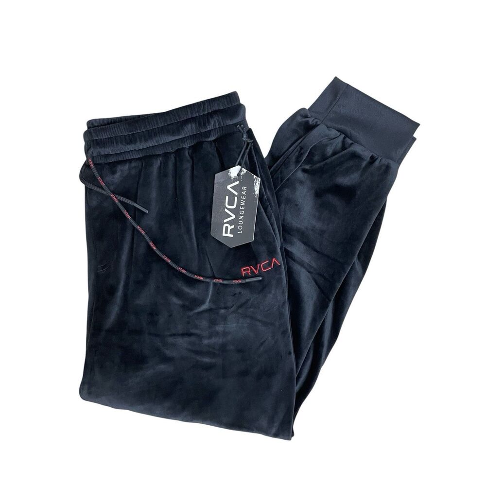 RVCA Loungewear Velour Jogger Pants Men’s XL Black NWT